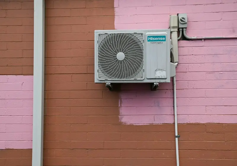 Central air conditioner outside a home